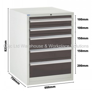 Euroslide Storage Cabinet 5 Drawer 825mm Type 2